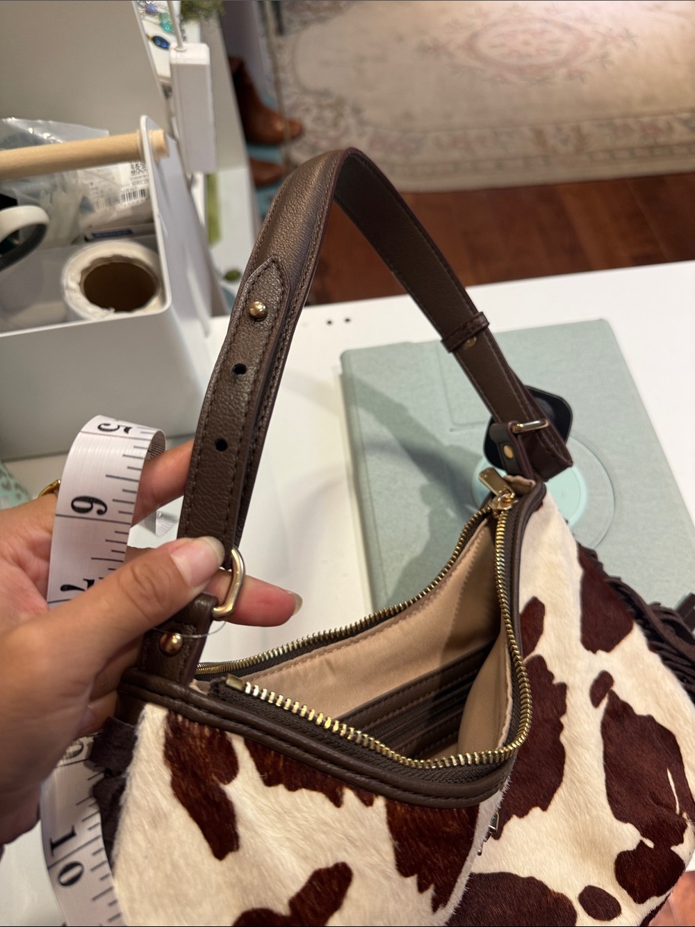 Sam Edelman Leather Brown and White Cowhide Shoulder Bag - Picture 11 of 11
